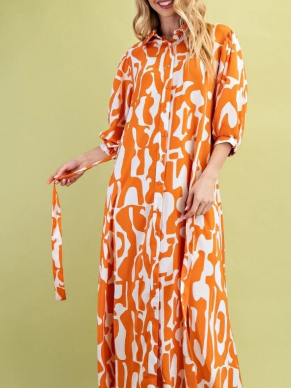 Gigio Button Down Print Midi Dress
